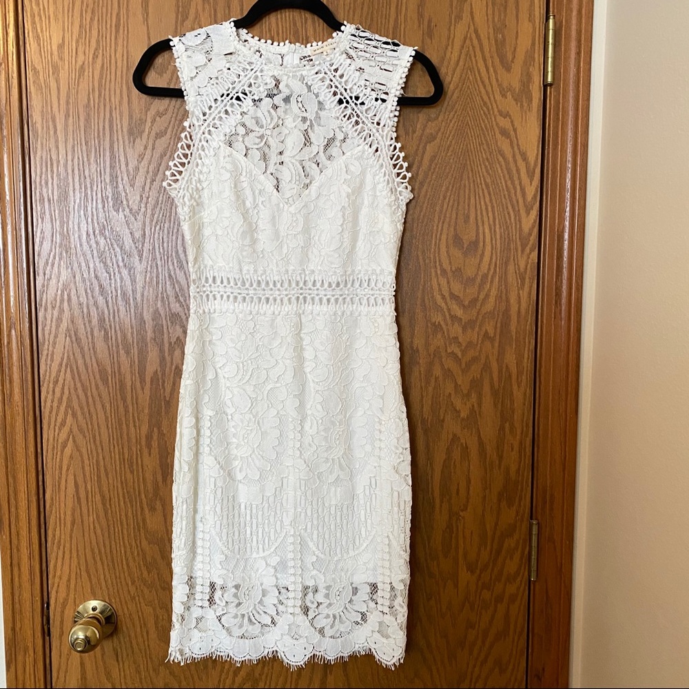 Main Strip White Lace & Crochet Dress